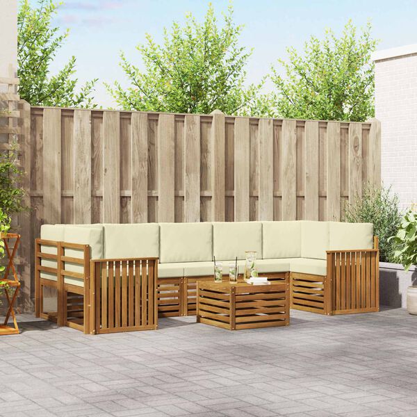 vidaXL Z&aacute;hradn&aacute; s&uacute;prava gaučov s vank&uacute;&scaron;om 8 pcs Pr&iacute;rodn&aacute; a kr&eacute;mov&aacute;