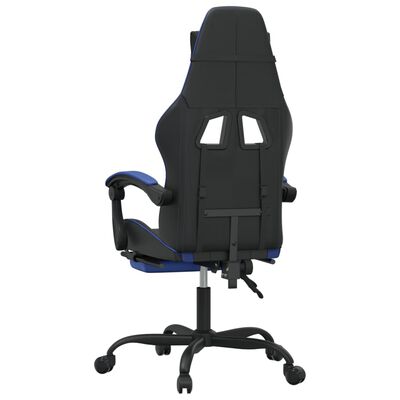 vidaXL Herná stolička s podnožkou čierna a modrá umelá koža