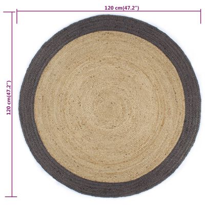 vidaXL Ručne vyrobený jutový koberec s tmavo-sivými okrajmi 120 cm