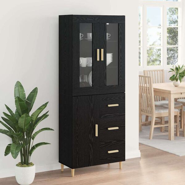 vidaXL Highboard Čierny dub 69,5 x 34 x 180 cm Kompozitné drevo