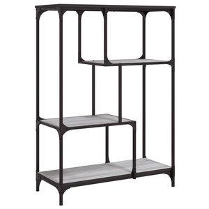 vidaXL Knižnica siv&aacute; sonoma 81x36x115 cm kompozitn&eacute; drevo a oceľ
