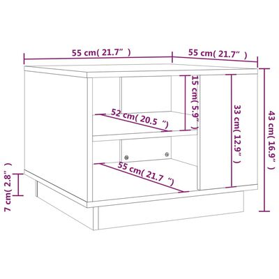 vidaXL Konferenčný stolík betónovo-sivý 55x55x43 cm drevotrieska