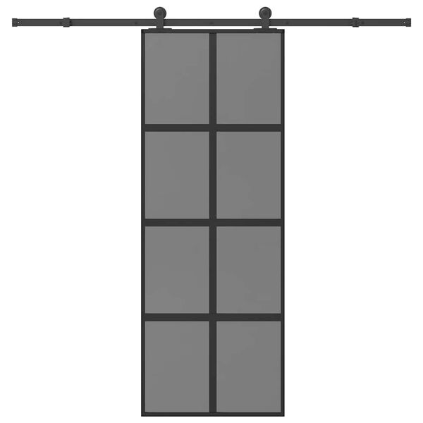 vidaXL Posuvné dvere s kovaním 76x205 cm tvrdené sklo a hliník úzke