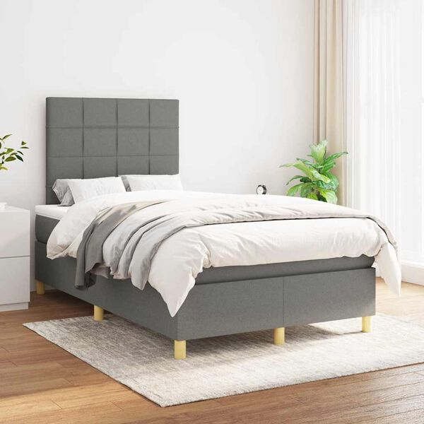 vidaXL Boxspring posteľ s matracom, tmavosiv&aacute; 120x190 cm, l&aacute;tka