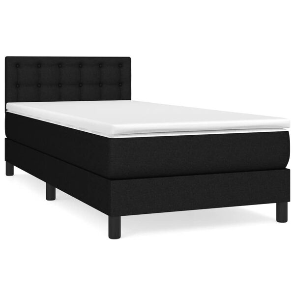 vidaXL Posteľn&yacute; r&aacute;m boxspring s matracom čierny 90x190 cm l&aacute;tka