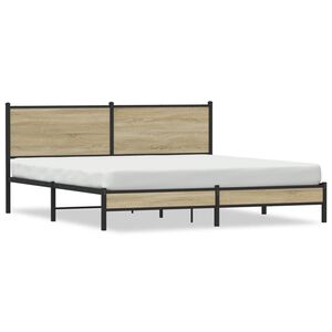 vidaXL Kovov&yacute; posteľn&yacute; r&aacute;m bez matraca dub sonoma 180x200 cm
