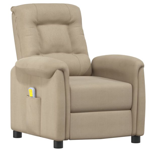 vidaXL Masážne kreslo, svetlosivé, látka z mikrovlákna