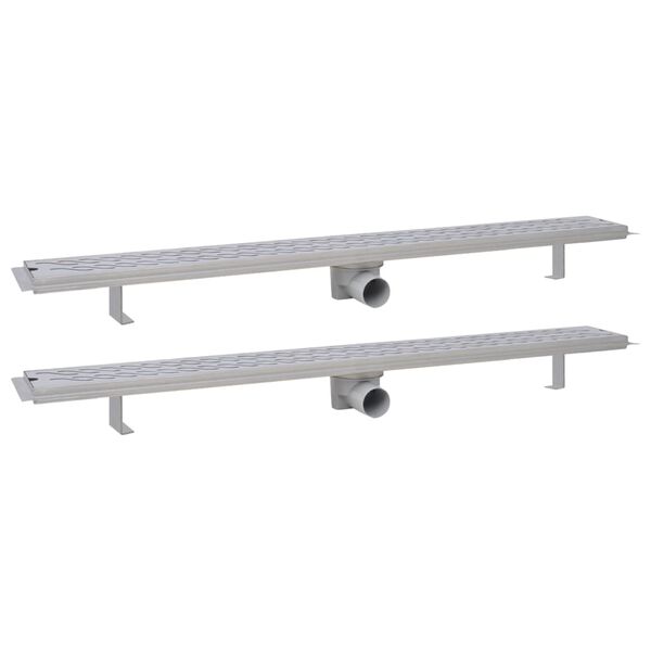 vidaXL Rovn&yacute; sprchov&yacute; odtok 2 ks vlnovka 1030x140 mm nehrdzavej&uacute;ca oceľ