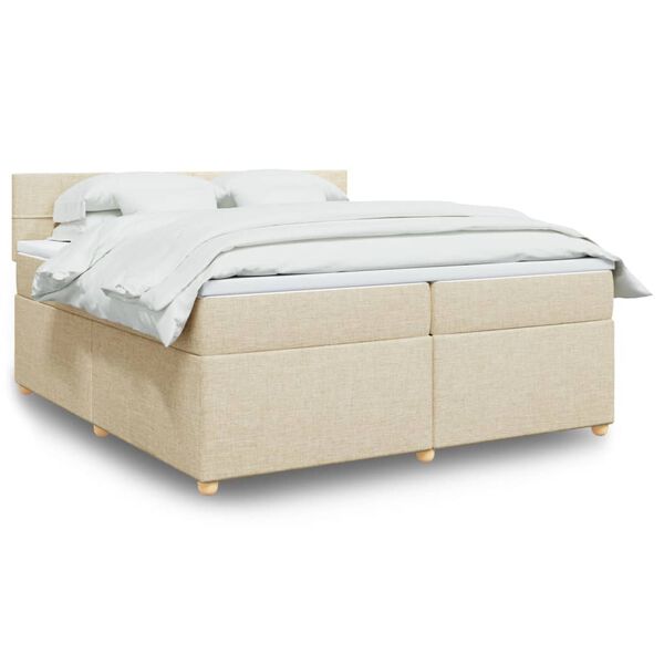 vidaXL Boxspring posteľ s matracom kr&eacute;mov&aacute; 200x200 cm l&aacute;tka