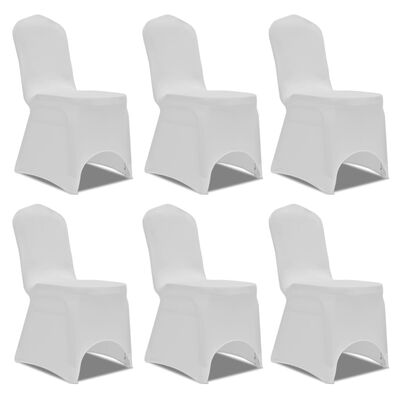 Biele strečové návleky na stoličky, 6 ks