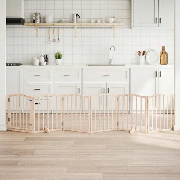 vidaXL Brána pre psa s dverami sklad. 6 panelov 300 cm topoľové drevo