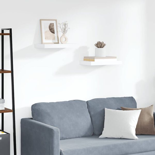 vidaXL Pl&aacute;vaj&uacute;ce n&aacute;stenn&eacute; police 2 ks, biele 40x23x3,8 cm, MDF