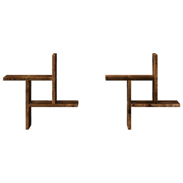 vidaXL N&aacute;stenn&eacute; police 2 ks dymov&yacute; dub 38x12x38 cm kompozitn&eacute; drevo