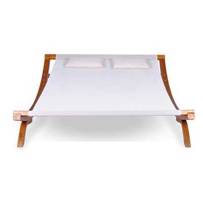 vidaXL Záhradná posteľ s vankúšmi, drevo, biela