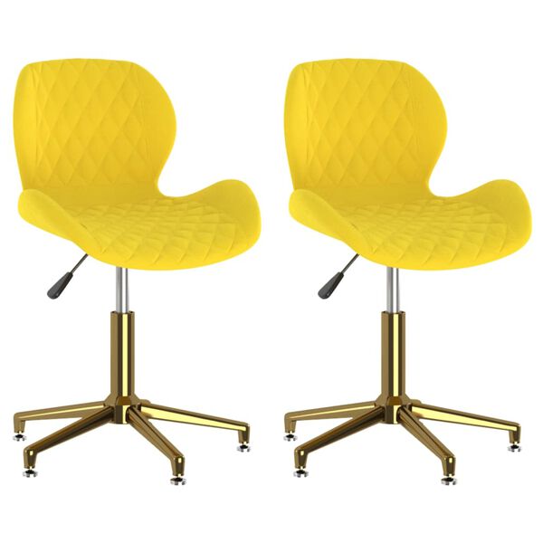 vidaXL Otočn&eacute; jed&aacute;lensk&eacute; stoličky 2 ks horčicovo-žlt&eacute; zamatov&eacute;