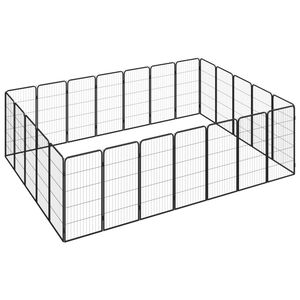 vidaXL Ohr&aacute;dka pre psov 24 panelov čierna 50x100 cm pr&aacute;&scaron;kovan&aacute; oceľ