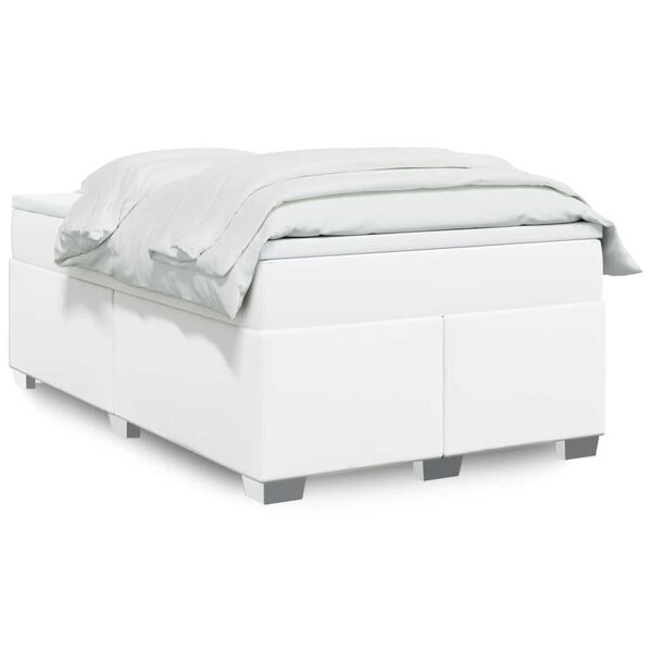 vidaXL Boxspring posteľ s matracom, biela 120x190 cm, umel&aacute; koža