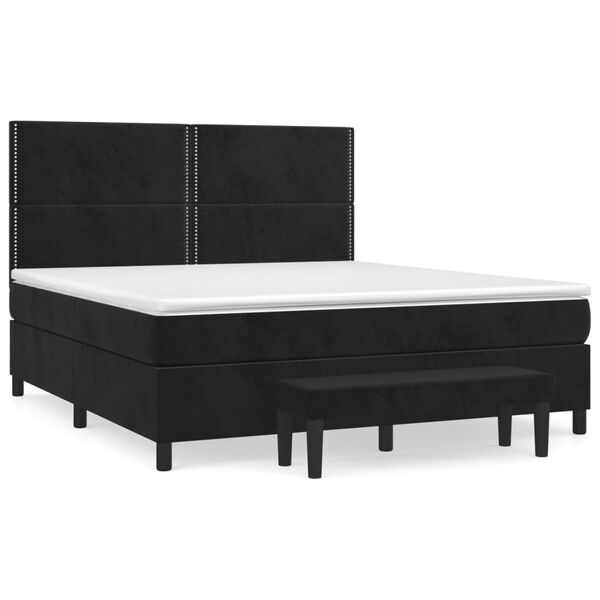 vidaXL Posteľn&yacute; r&aacute;m boxspring s matracom čierny 160x200 cm zamat