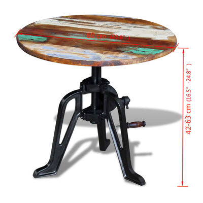 vidaXL Príručný stolík, recyklovaný masív, liatina 60x(42-63) cm