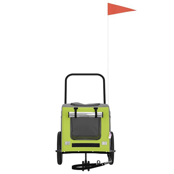 vidaXL Vozík za bicykel pre domáce zvieratá s úložiskom Zelená a šedá