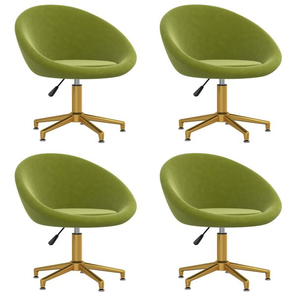 vidaXL Jed&aacute;lensk&eacute; stoličky 4 ks, svetlozelen&eacute;, zamat