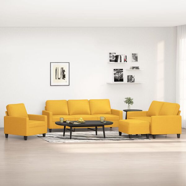 vidaXL 4-dielna sedacia s&uacute;prava s vank&uacute;&scaron;mi bledožlt&aacute; l&aacute;tka