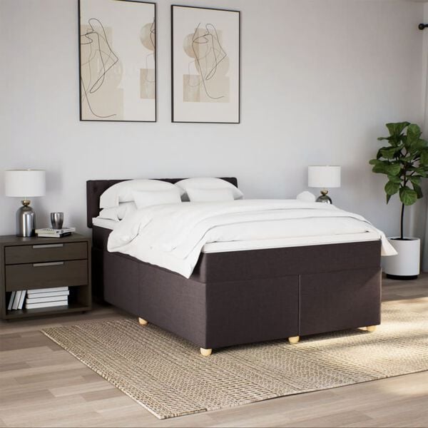 vidaXL Boxspring posteľ s matracom tmavohned&aacute; 140x190 cm l&aacute;tka
