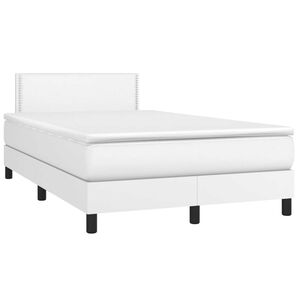 vidaXL Boxspring posteľ s matracom, biela 120x190 cm, umel&aacute; koža