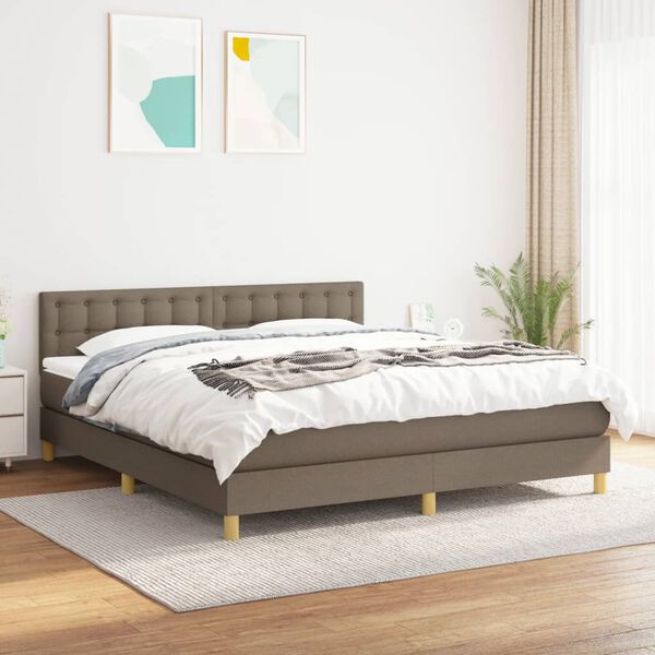 vidaXL Posteľn&yacute; r&aacute;m boxspring s matracom sivohned 160x200 cm l&aacute;tka