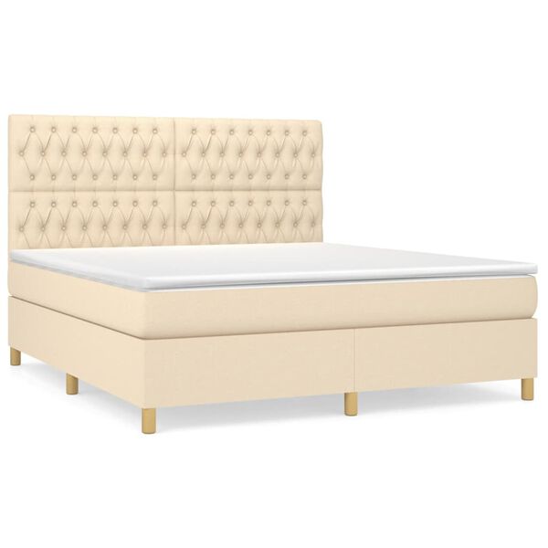vidaXL Posteľn&yacute; r&aacute;m boxspring s matracom kr&eacute;mov&yacute; 180x200 cm l&aacute;tka
