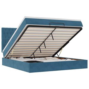 vidaXL Osmansk&yacute; r&aacute;m postele s matracmi tmavomodr&aacute; 180x200 cm zamat