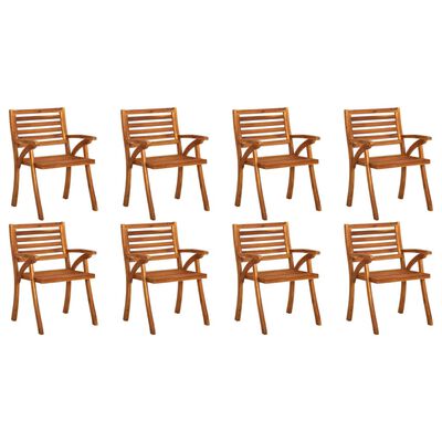 vidaXL Záhradné stoličky so sedákmi 8 ks akáciový masív