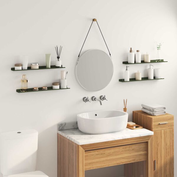 vidaXL Z&aacute;vesn&aacute; polica 4 pcs Olivov&aacute; zelen&aacute; 60 x 8,5 x 2,5 cm Oceľ