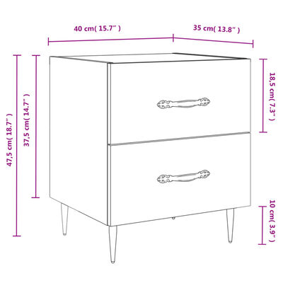 vidaXL Nočný stolík vysoký lesk biely 40x35x47,5 cm kompozitné drevo
