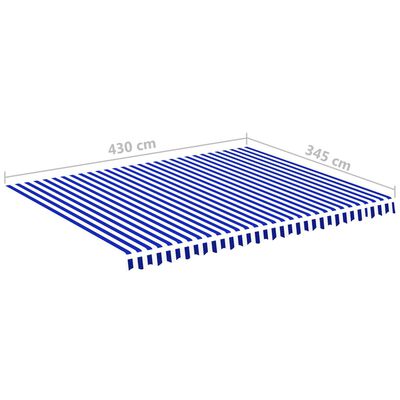 vidaXL Náhradná látka na markízu modro-biela 4,5x3,5 m