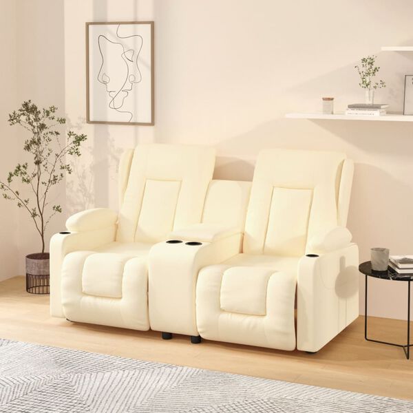 vidaXL 2-miestne sklápacie masážne kreslo+držiaky na poháre, krémové