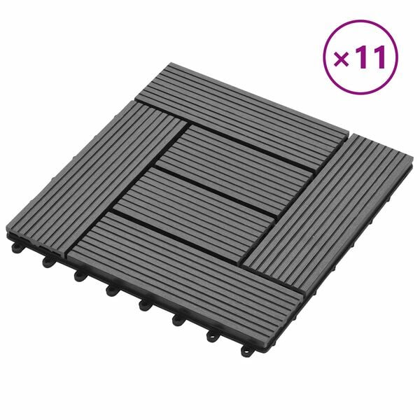 vidaXL Dlažba na terasu 11 pcs Biely 30 x 30 cm drevoplast