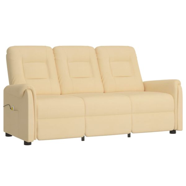 vidaXL 3-miestne sklápacie masážne kreslo, krémové, mikrovlákno