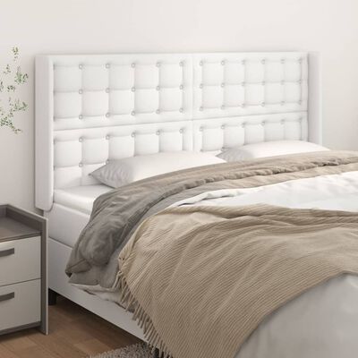vidaXL Čelo postele so záhybmi biely 163x16x118/128 cm umelá koža