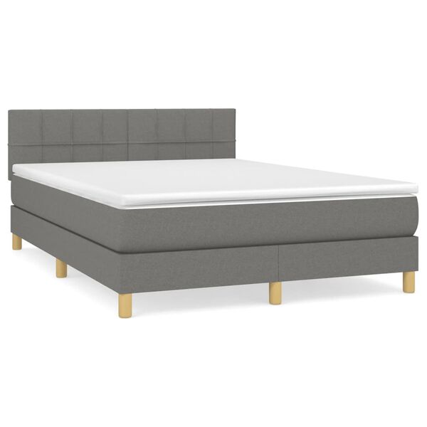 vidaXL Boxspring posteľ s matracom tmavosiv&aacute; 140x190 cm l&aacute;tka