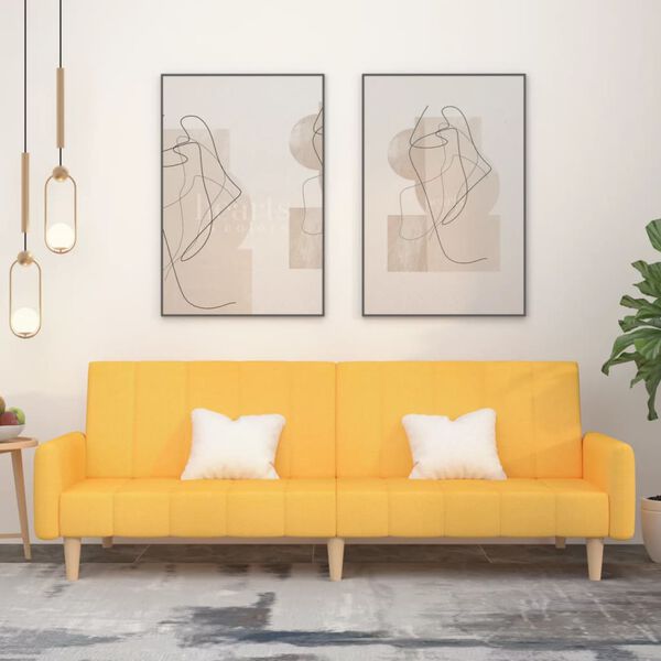 vidaXL 2-miestna rozkladacia pohovka žlt&aacute; l&aacute;tkov&aacute;