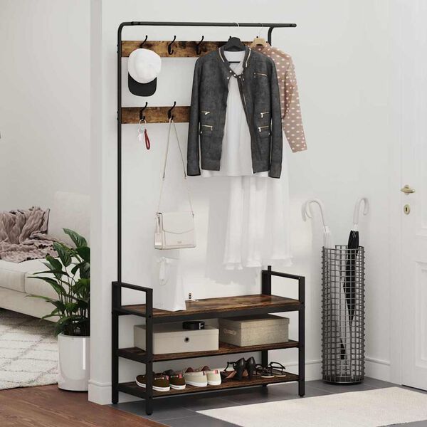 vidaXL Ve&scaron;iak s poličkou Dymov&aacute; dub 95 x 34 x 184 cm Kompozitn&eacute; drevo