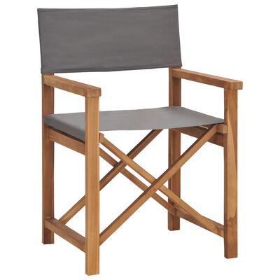 vidaXL Režisérske stoličky 2 ks, tíkový masív, sivé