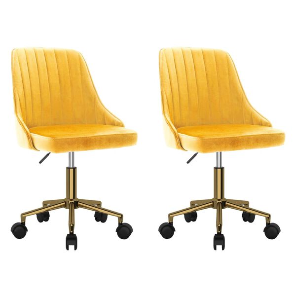 vidaXL Ot&aacute;čacie jed&aacute;lensk&eacute; stoličky 2 ks žlt&eacute; zamatov&eacute;