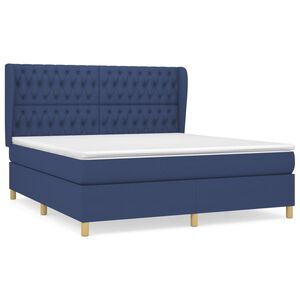 vidaXL Posteľn&yacute; r&aacute;m boxspring s matracom modr&yacute; 180x200 cm l&aacute;tka