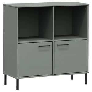 vidaXL Knižnica kovov&eacute; nohy siv&aacute; 90x35x90,5 cm mas&iacute;vne drevo OSLO