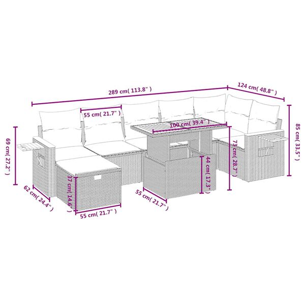 vidaXL 8-dielna z&aacute;hradn&aacute; sedacia s&uacute;prava s podložkami polyratan čierna