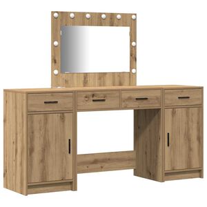 vidaXL Toaletn&yacute; stol&iacute;k so z&aacute;suvkou 3 pcs Hned&aacute; Kompozitn&eacute; drevo