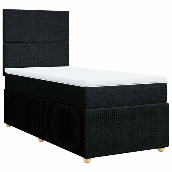 vidaXL Posteľn&yacute; r&aacute;m boxspring s matracom čierny 90x190 cm l&aacute;tka