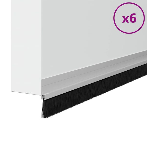 vidaXL Samolepiace tesnenia dver&iacute; s kefou 6 pcs Strieborn&aacute; 100 cm